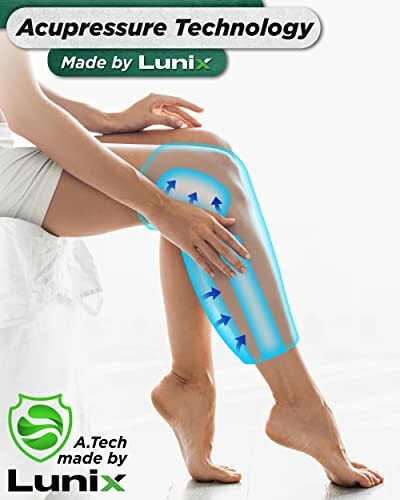 Leg receiving acupressure massage with Lunix technology.