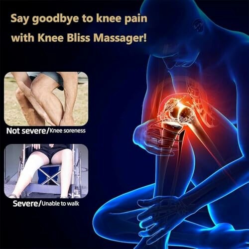 Advertisement for Knee Bliss Massager showing relief from knee pain.