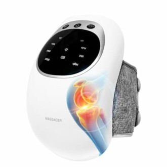 Electronic knee joint massager with digital controls.
