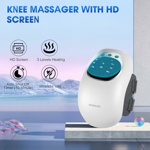 Electronic knee massager with HD screen and features.
