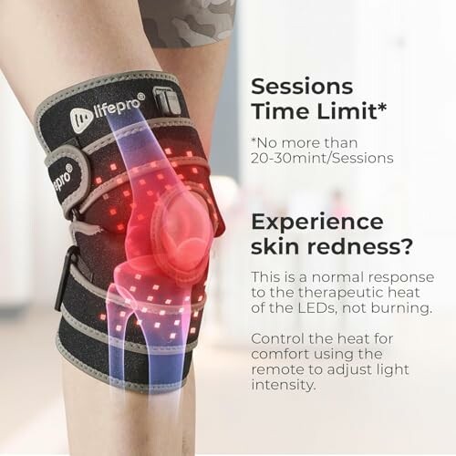 Knee therapy brace with LED lights