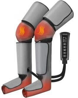 Leg massager with heat function and control panel.