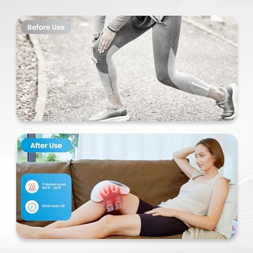Comparison of leg pain relief device before and after use.