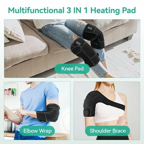 Person using multifunctional 3 in 1 heating pad for knee, elbow, and shoulder.