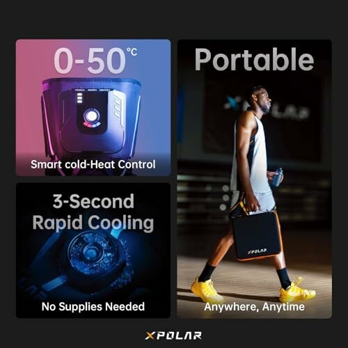 XPolar portable device with smart cold-heat control and rapid cooling features.