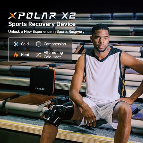 Athlete using Xpolar X2 sports recovery device on knee